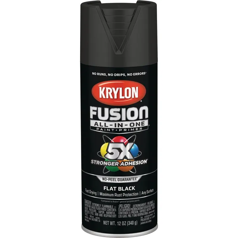 Krylon K02728007 Fusion All-In-One Flat Spray Paint & Primer Black