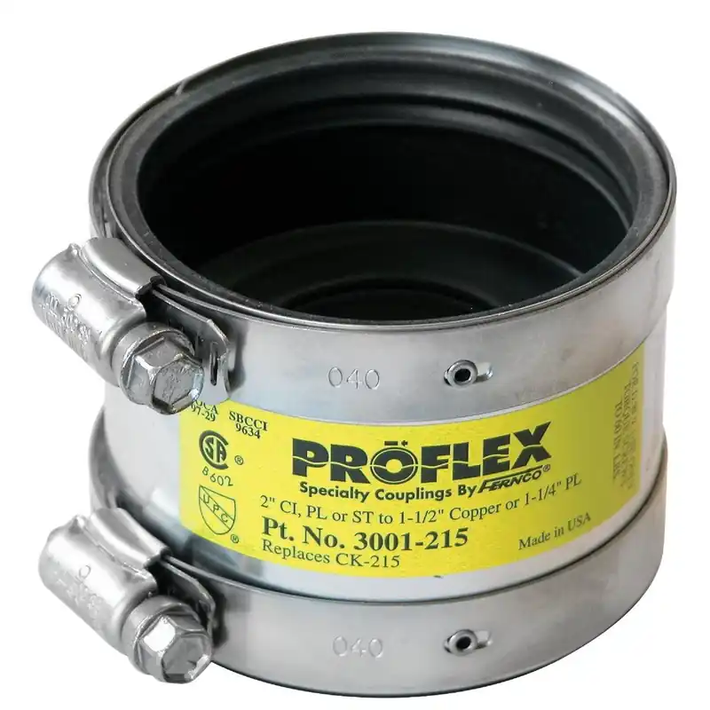 ProFlex P3001-22 PVC Shielded Coupling 2 In. x 2 In. Cast-Iron, Plastic, Steel to Copper