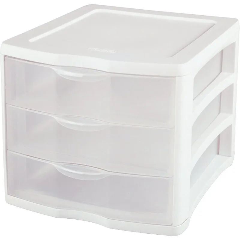 Sterilite 17918004 ClearView 10 In. x 10 In. x 13.5 In. White 3-Drawer Storage Unit