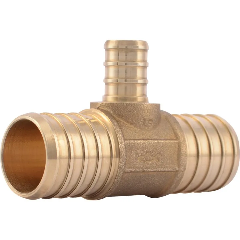 SharkBite UC415LFA 1 In. x 1 In. x 1/2 In. Barb Reducing Brass PEX Tee