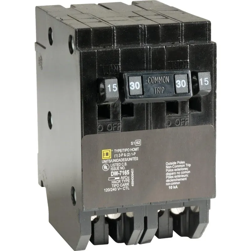 Square D HOMT1515230CP Homeline 15A/15A/30A Double-Pole Standard Trip Quad Tandem Circuit Breaker