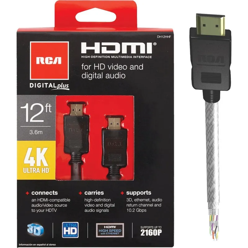 RCA DH12HHF 12 Ft. White 4K Ultra HD Digital Plus HDMI Cable