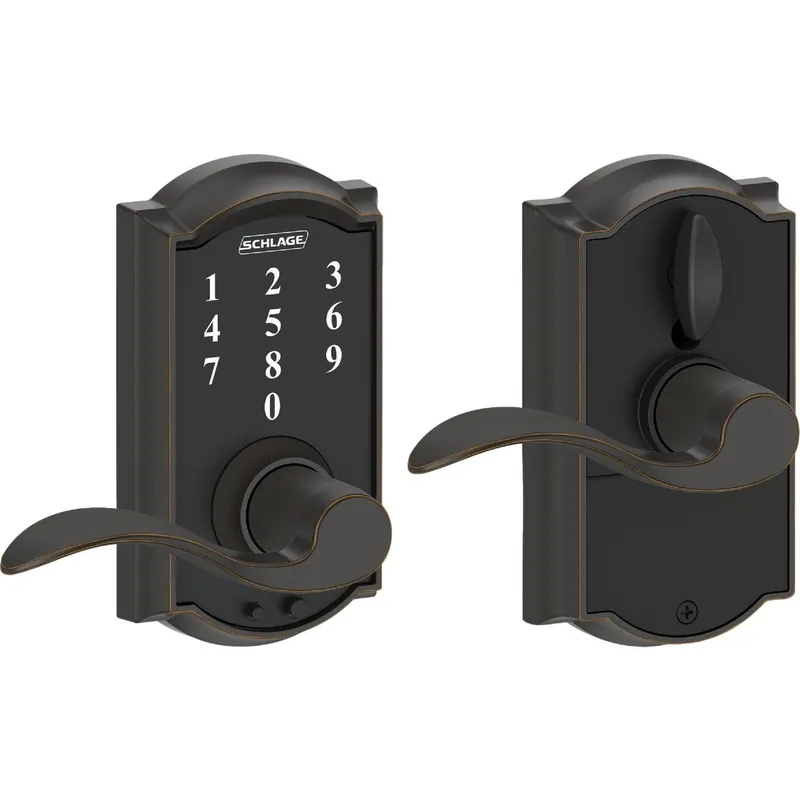Schlage FE695VCAMXACC716 Camelot Aged Bronze Lever Touch Electronic Entry Lock