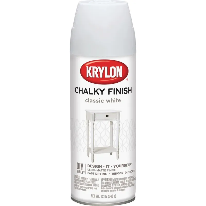 Krylon K04101007 Chalky Finish 12 Oz Ultra Matte Chalk Spray Paint Classic White