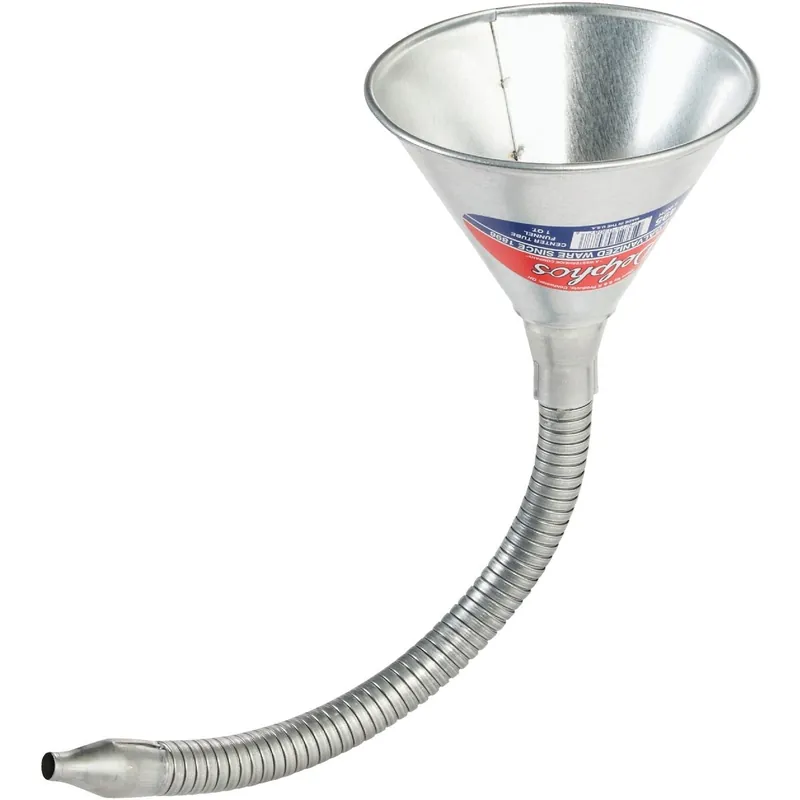 Delphos 495 1 Qt. Galvanized Steel Transmission Funnel with Flexible Spout