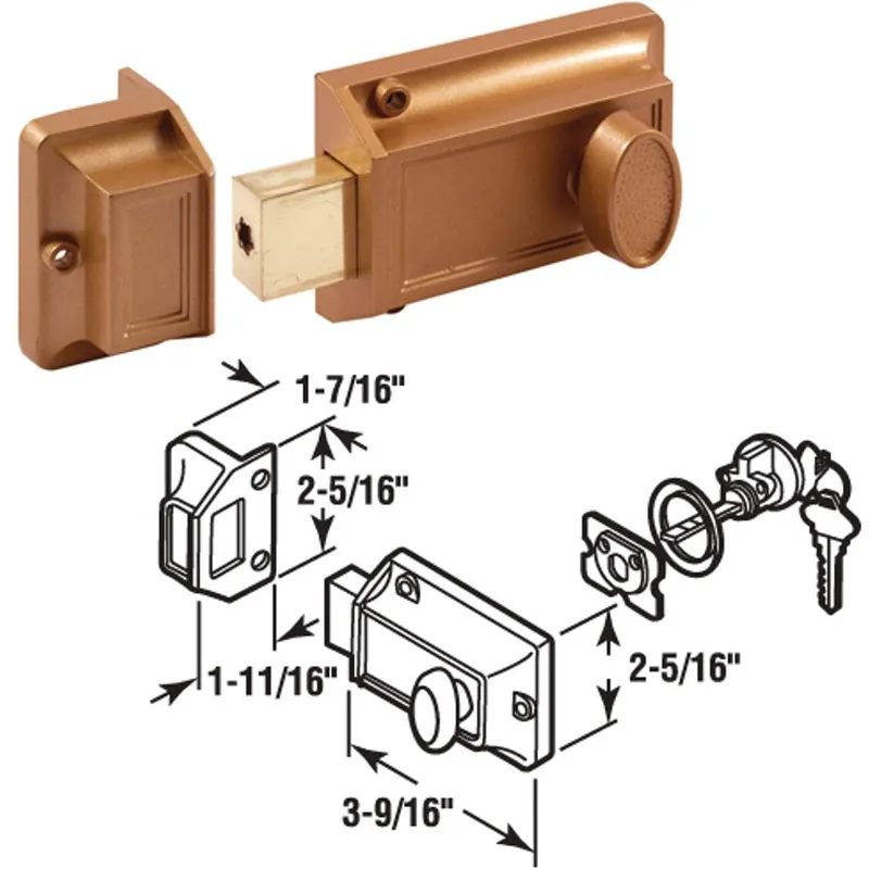 Defender Security U9956 Brass Night Lock Single Rim Deadlock