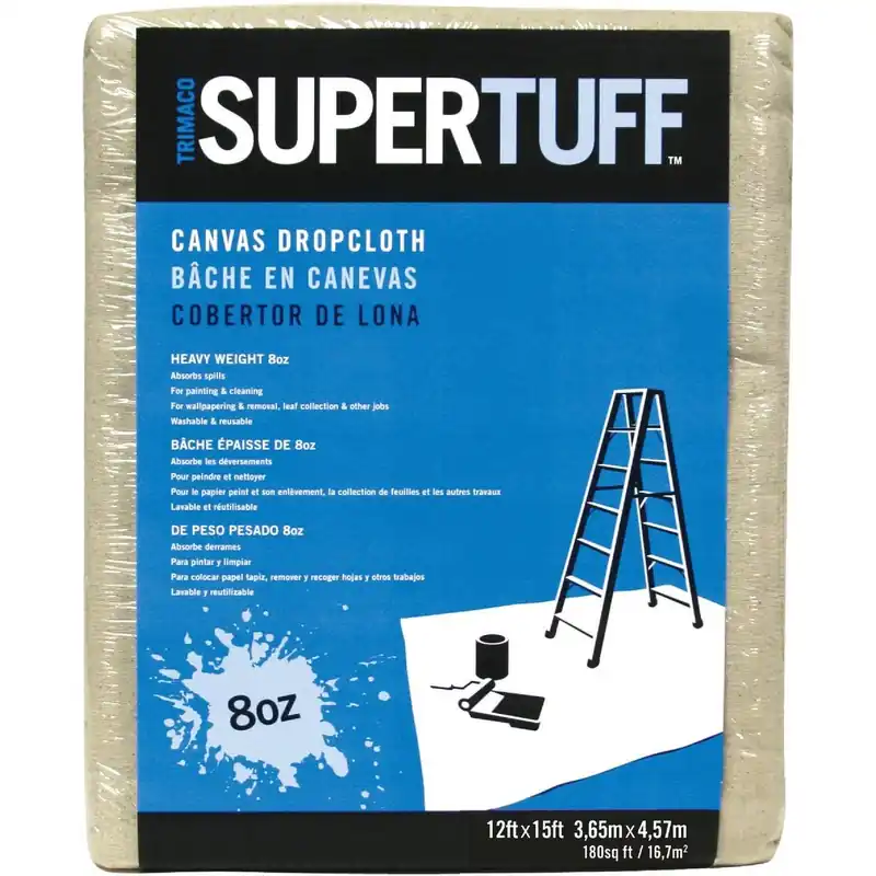 Trimaco 58903 SuperTuff Canvas Drop Cloth 12 Ft. x 15 Ft. 8 Oz.