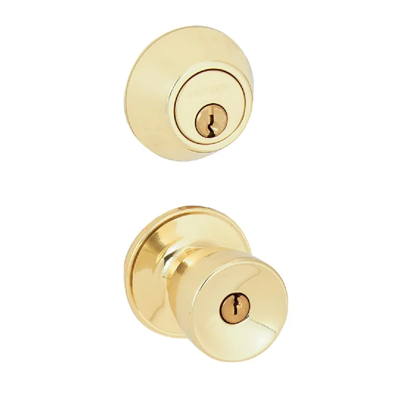 Schlage JC60VBYR605 Dexter Bright Brass Deadbolt and Door Knob Combo
