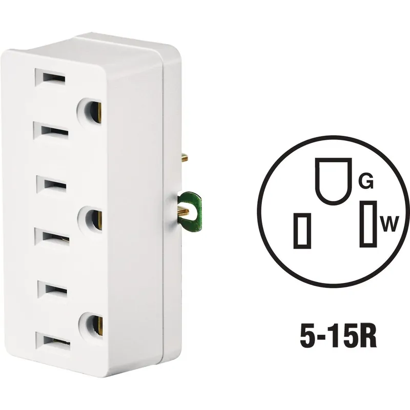 Leviton 004-00698-00W White 15A 3-Outlet Tap
