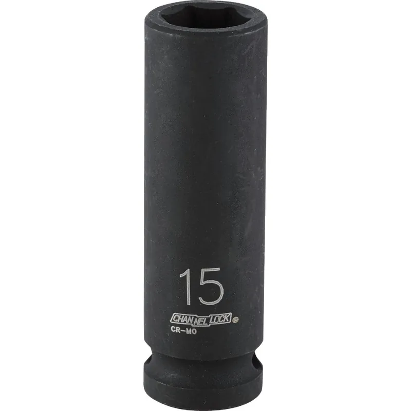 Channellock 302905 1/2 In. Drive 15 mm 6-Point Deep Metric Impact Socket