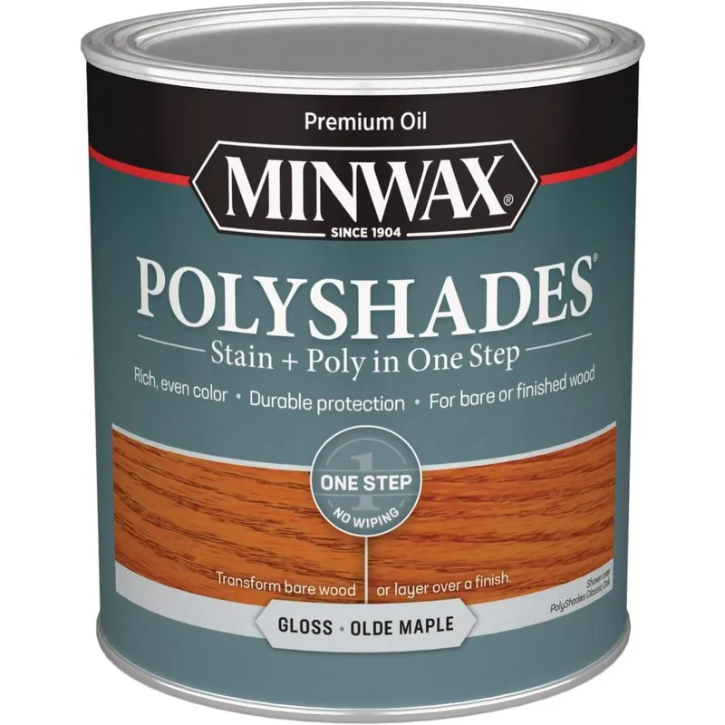Minwax 61430444 Polyshades 1 Qt. Gloss Stain & Finish Polyurethane In 1-Step Olde Maple