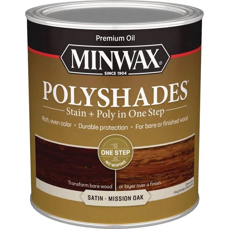 Minwax 613850444 Polyshades 1 Qt. Satin Stain & Finish Polyurethane In 1-Step, Mission Oak