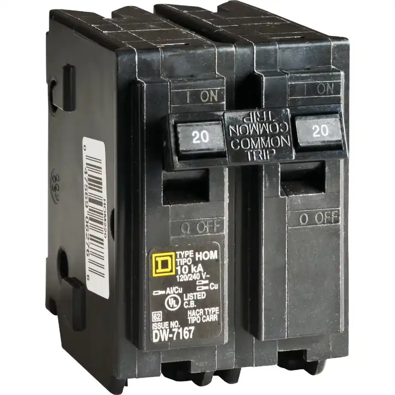 Square D HOM220CP Standard Trip Circuit Breaker 20A Double-Pole Replacement MPN