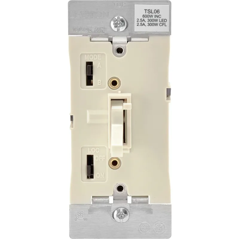 Leviton R18-TSL06-1KT Incandescent/Halogen/LED/CFL Light Almond Slide Dimmer Switch