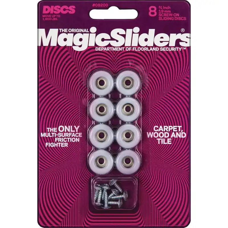 Magic Sliders 08200 3/4 In. Round Screw on Furniture Glide (8-Pack)