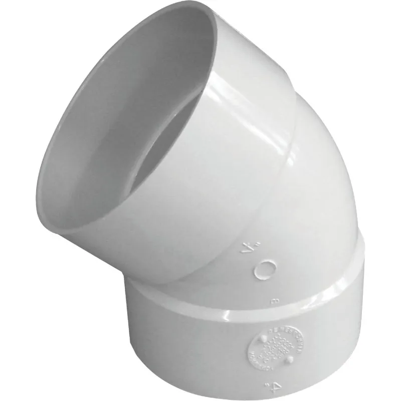 IPEX 414184BC Canplas 4 In. SDR 35 45 Deg. PVC Sewer and Drain Elbow (1/8 Bend)