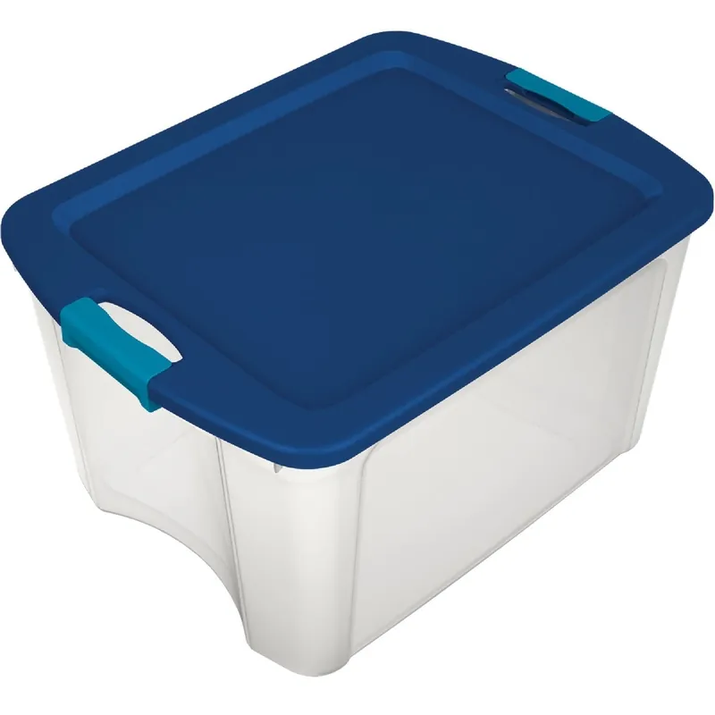Sterilite 14469606 Clear Base with Blue Latch 18 Gal. Storage Tote