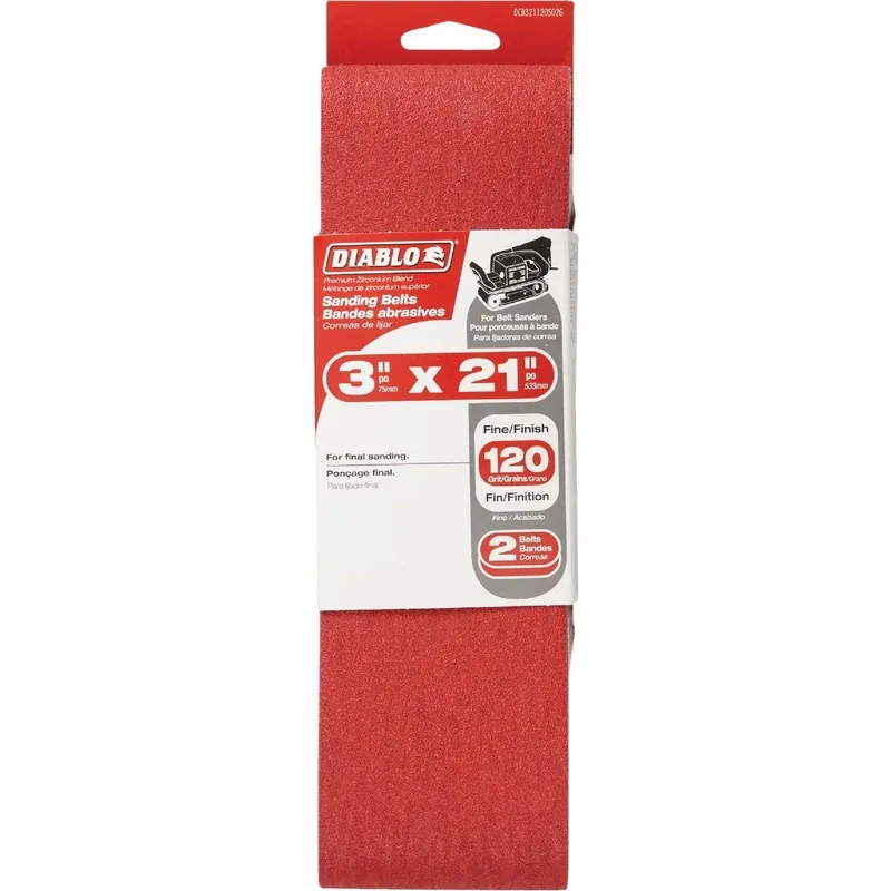 Diablo DCB321120S02G 3 In. x 21 In. 120 Grit General Purpose Sanding Belt (2-Pack)