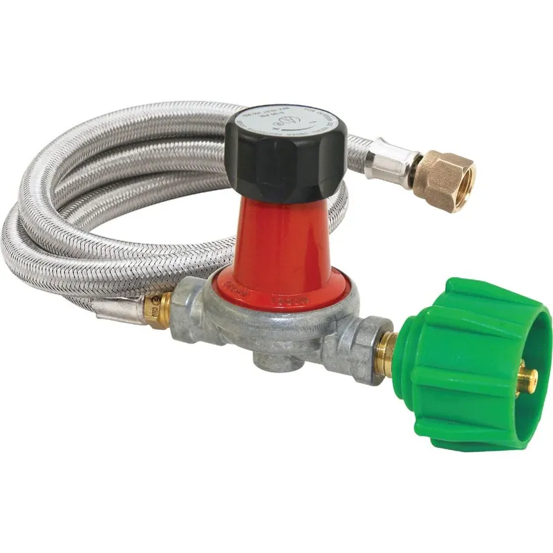 Bayou Classic M5HPR-30 48 In. Stainless Steel High Pressure LP Hose & Adjustable Regulator