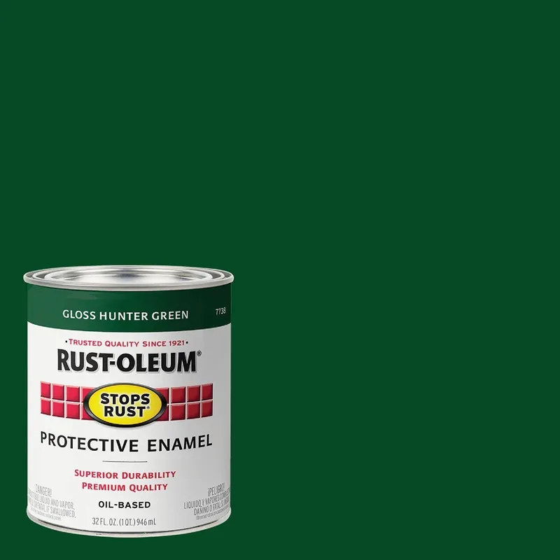 Rust-Oleum 7738502 Stops Rust Oil Based Gloss Protective Rust Control Enamel Hunter Green 1 Qt.