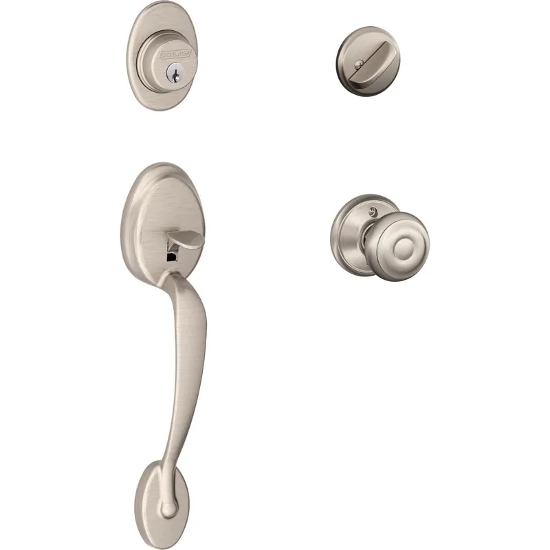 Schlage F60GPLY619GEO Entry Door Handleset with Georgian Knob