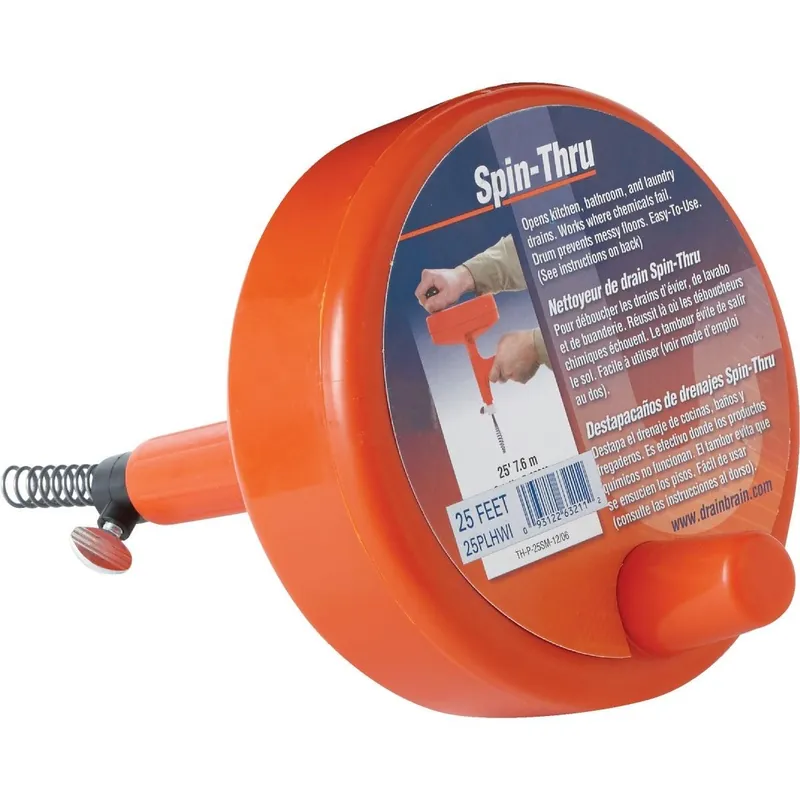 General Wire 25PLHWI 1/4 In. x 25 Ft. Plastic Spin Through Drain Auger