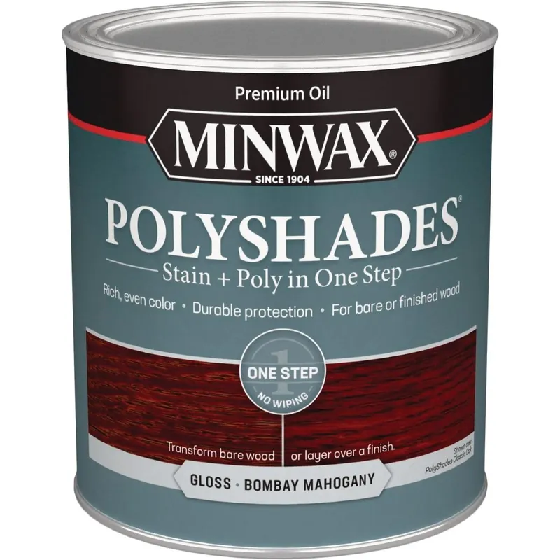 Minwax 61480444 Polyshades 1 Qt. Gloss Stain & Finish Polyurethane In 1-Step, Bombay Mahogany