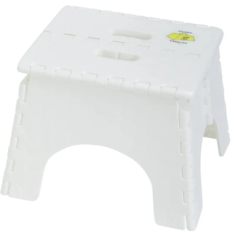 B & R Plastics 101-6 E-Z Foldz 9 In. White 1-Step Folding Step Stool