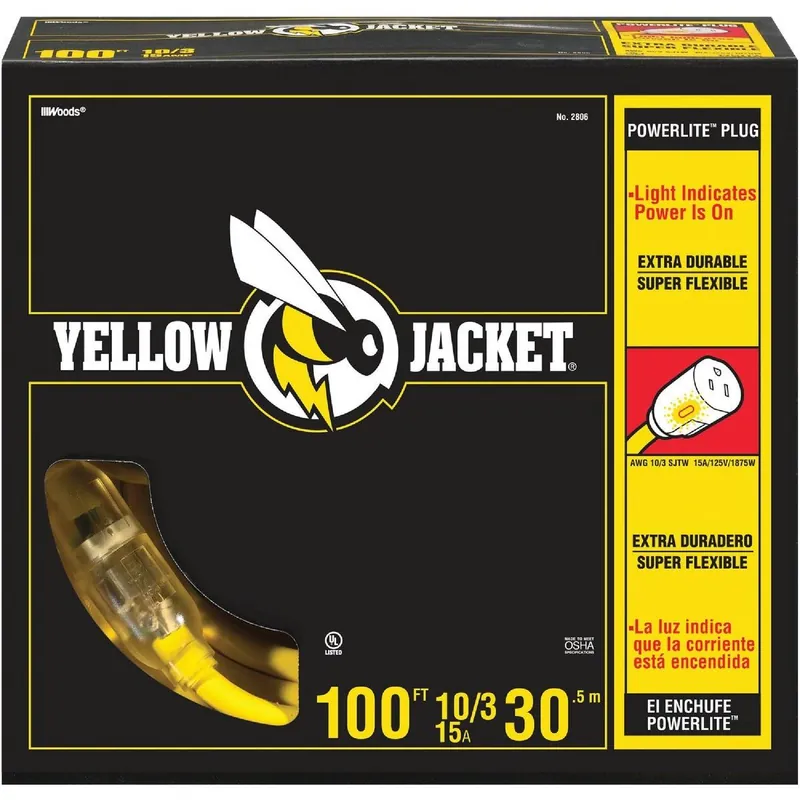 Yellow Jacket 2806 100 Ft 10/3 Contractor Grade Extension Cord