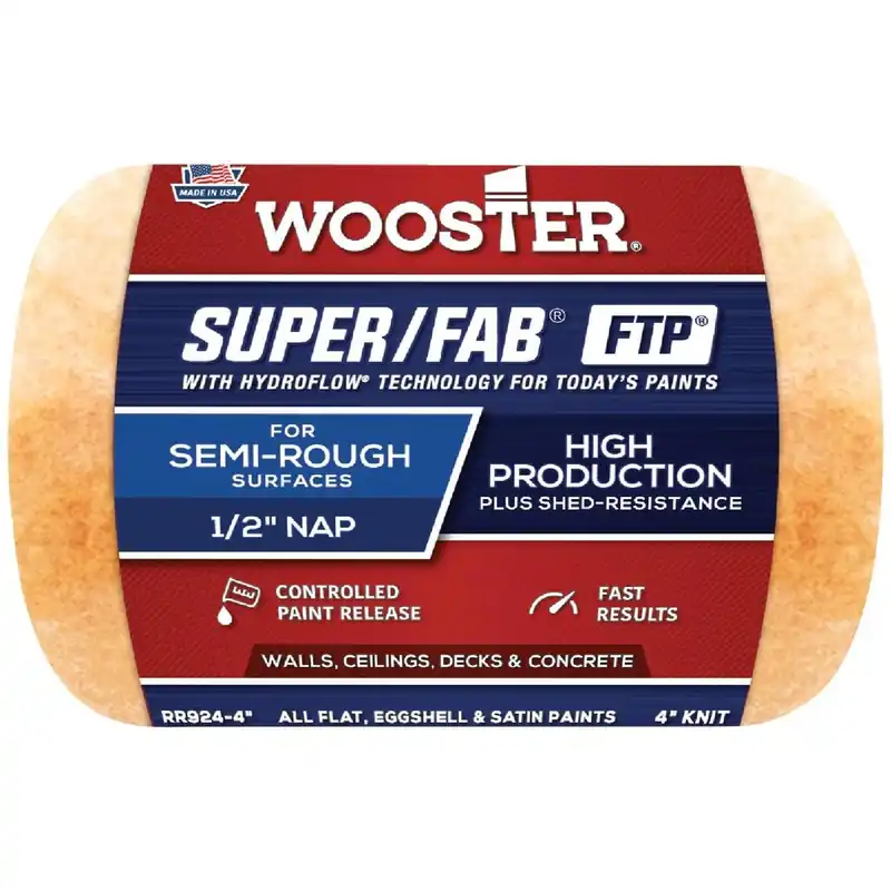 Wooster Brush RR924-4 Super/Fab FTP 4 In. x 1/2 In. Knit Fabric Roller Cover