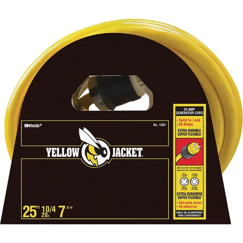 Yellow Jacket 1381 Heavy-Duty Generator Cord 25 Ft