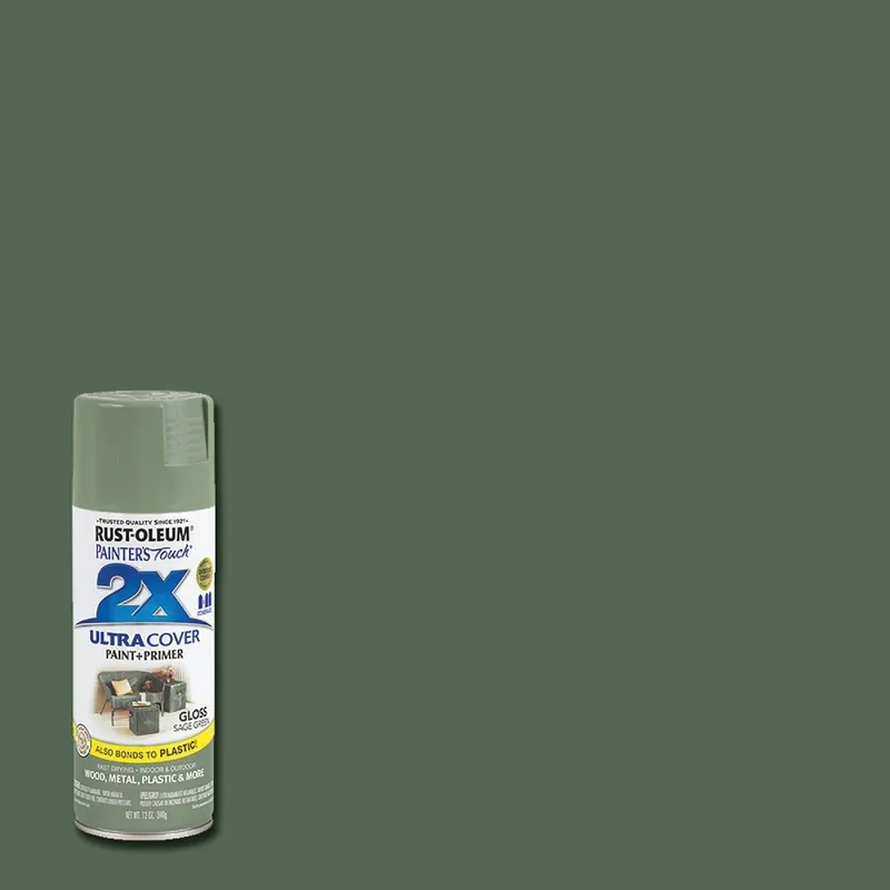 Rust-Oleum 249094 Painter's Touch 2X Ultra Cover 12 Oz. Gloss Paint + Primer Spray Paint Sage Green