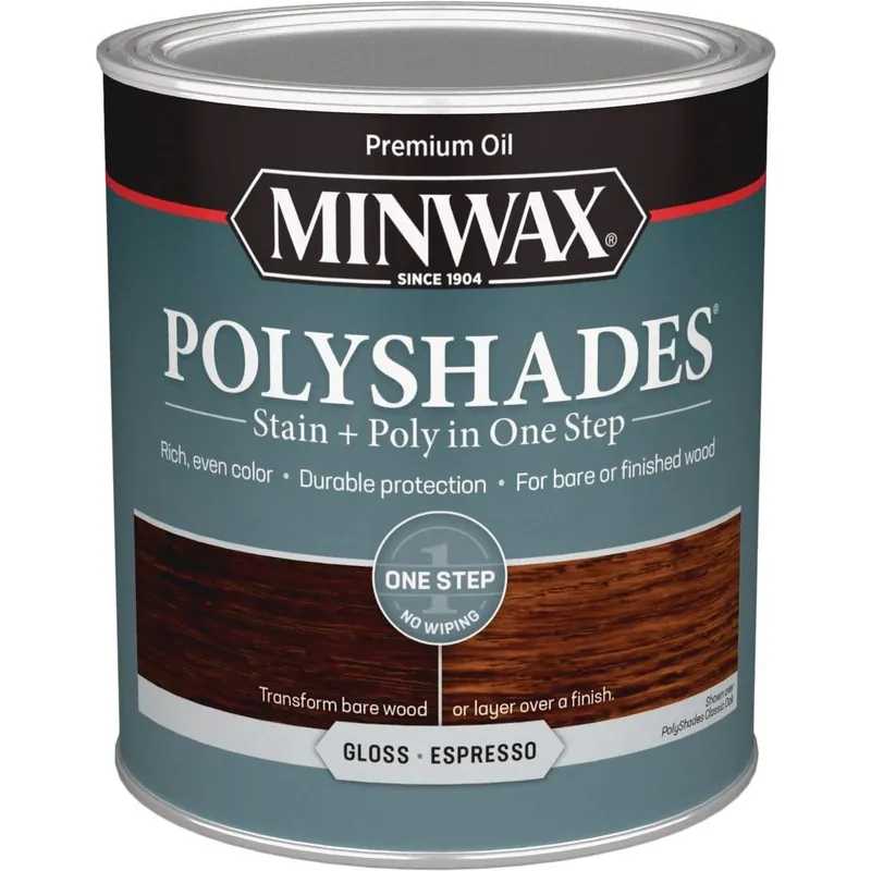 Minwax 614970444 Polyshades 1 Qt. Gloss Stain & Finish Polyurethane In 1-Step, Espresso