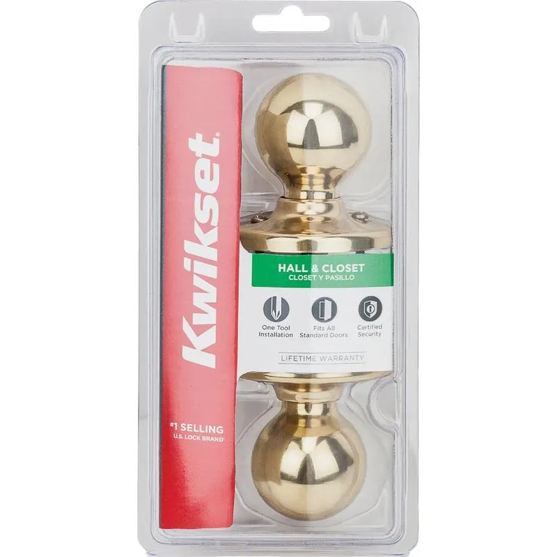 Kwikset 200P3CPV1 Polo Polished Brass Hall & Closet Door Knob