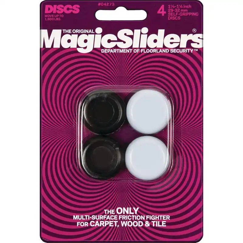 Magic Sliders 04273 1-1/8 In. Round Grip Tip Furniture Glide, (4-Pack)