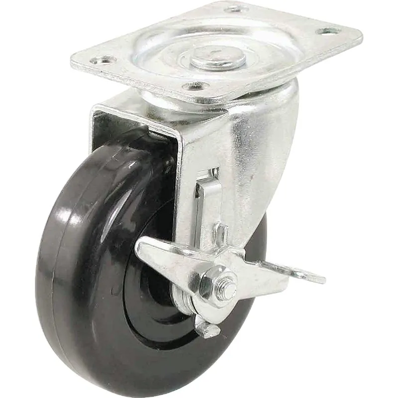 Shepherd Hardware 3116 Soft Rubber Swivel Plate Caster with Brake