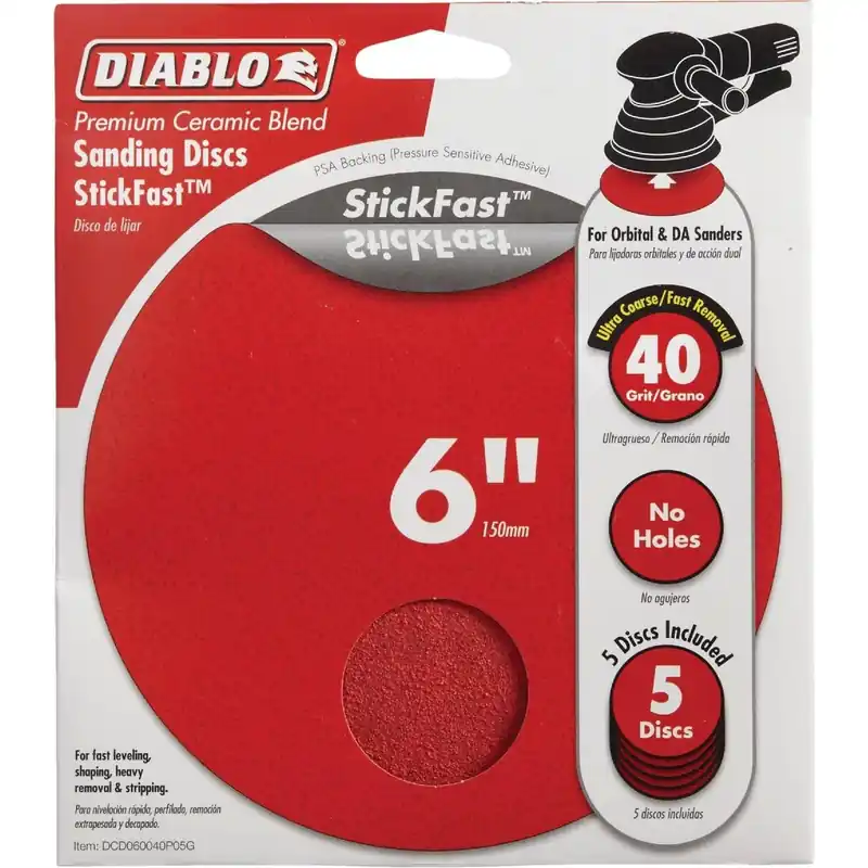 Diablo DCD060040P05G StickFast 6 In. 40 Grit Sanding Disc (5-Pack)