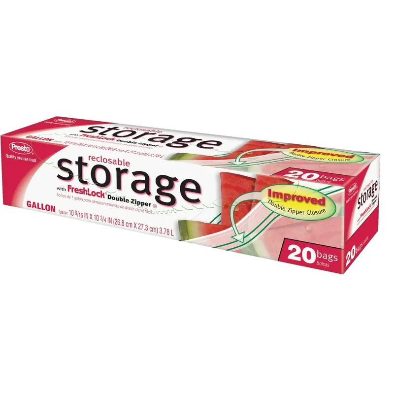 Presto CO03713S 1 Gal. Reclosable Food Storage Bag (20 Count)