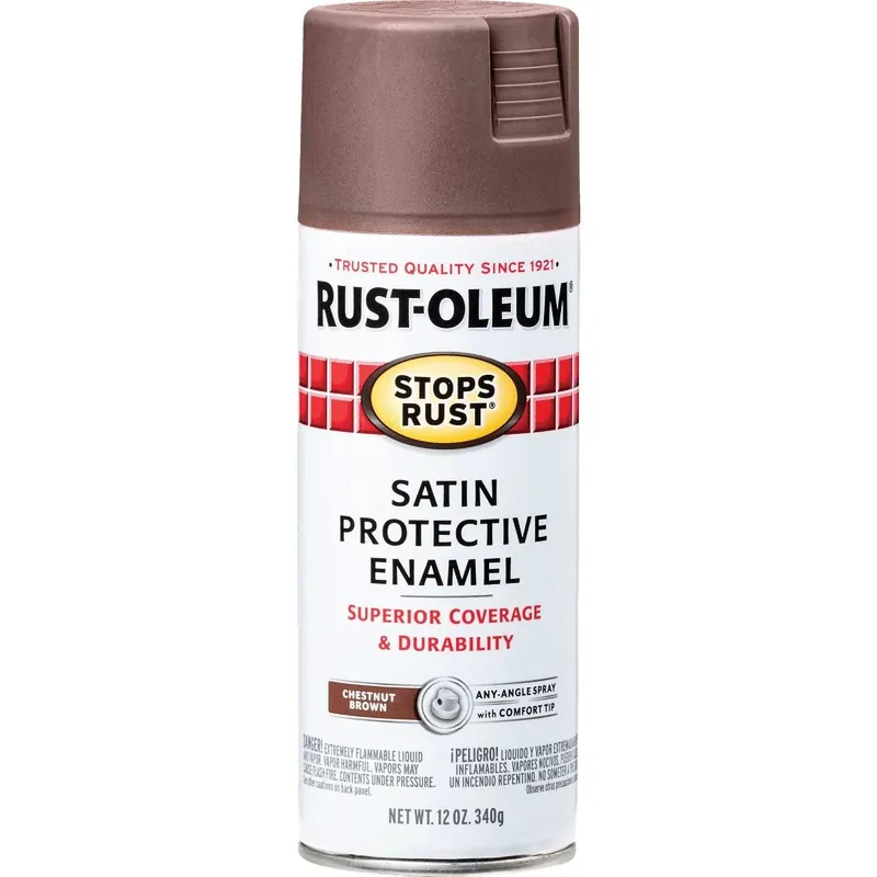 Rust-Oleum 7774830 Stops Rust Decor 12 Oz. Satin Spray Paint Chestnut Brown