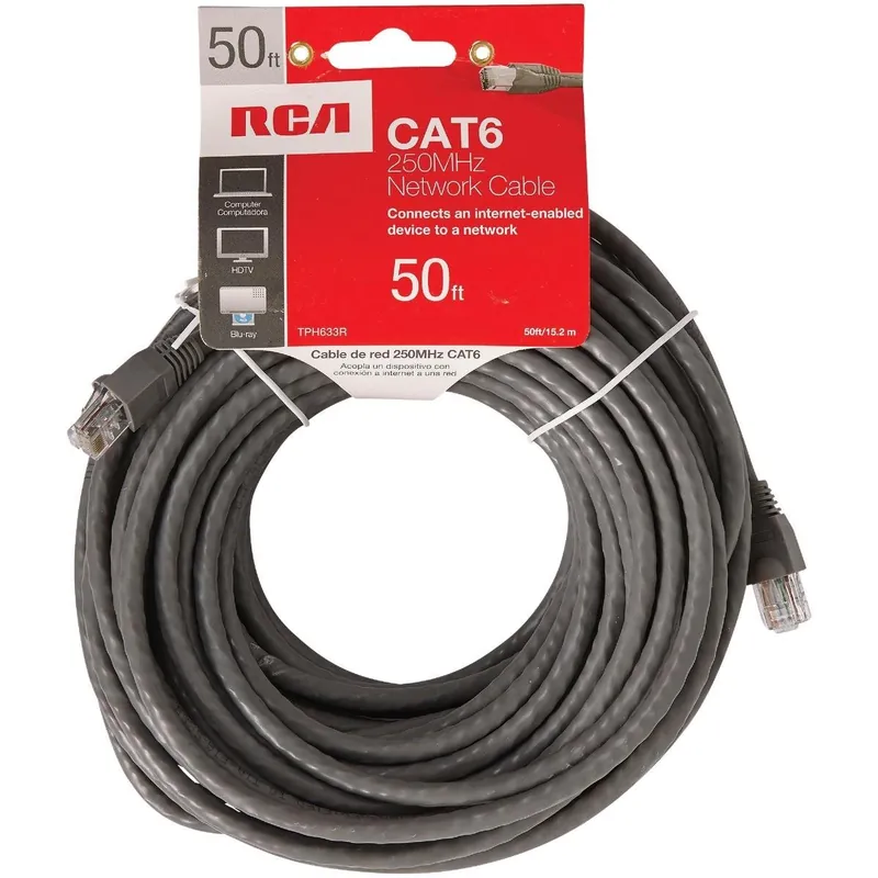 RCA TPH633R 50 Ft. CAT-6 Gray Network Cable