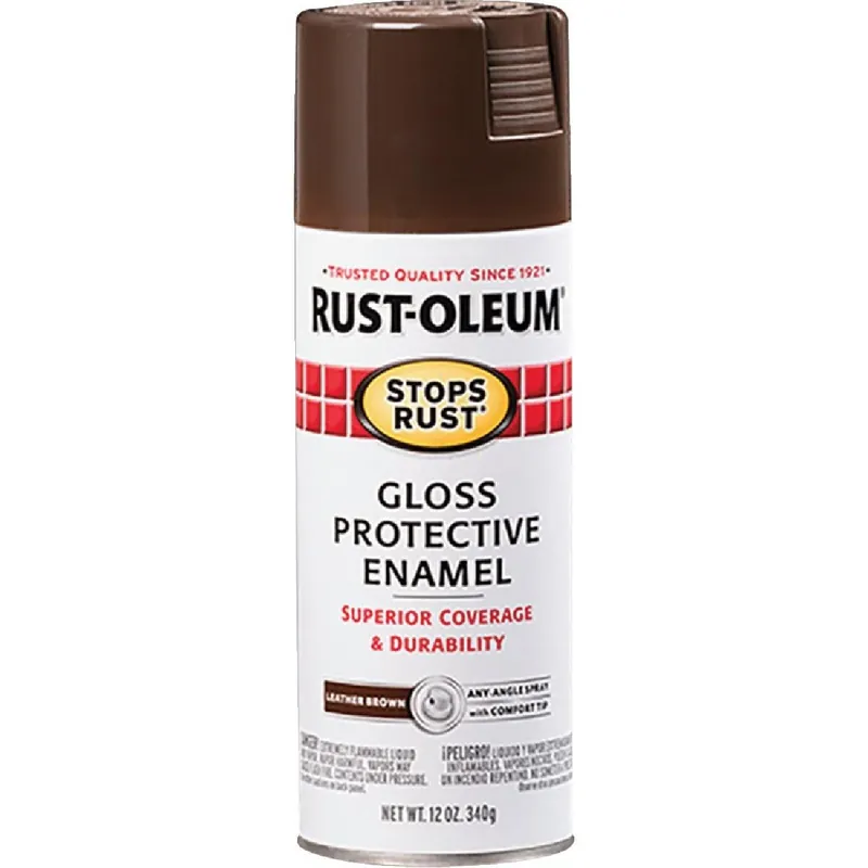 Rust-Oleum 7775830 Stops Rust Leather Brown Gloss 12 Oz. Anti-Rust Spray Paint