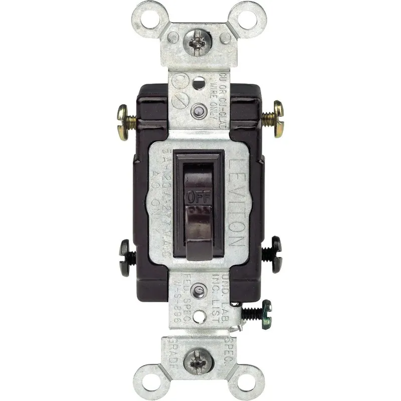 Leviton S09-CS220-02S Toggle Brown 20A Grounded Quiet Double Pole Switch