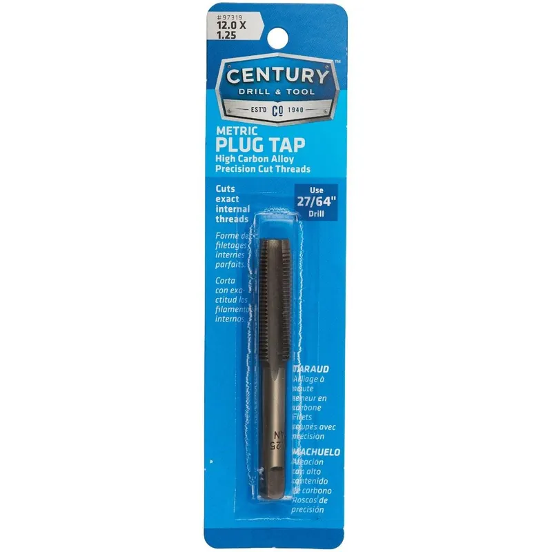 Century Drill Tool 97319 12.0x1.25 Carbon Steel Metric Tap