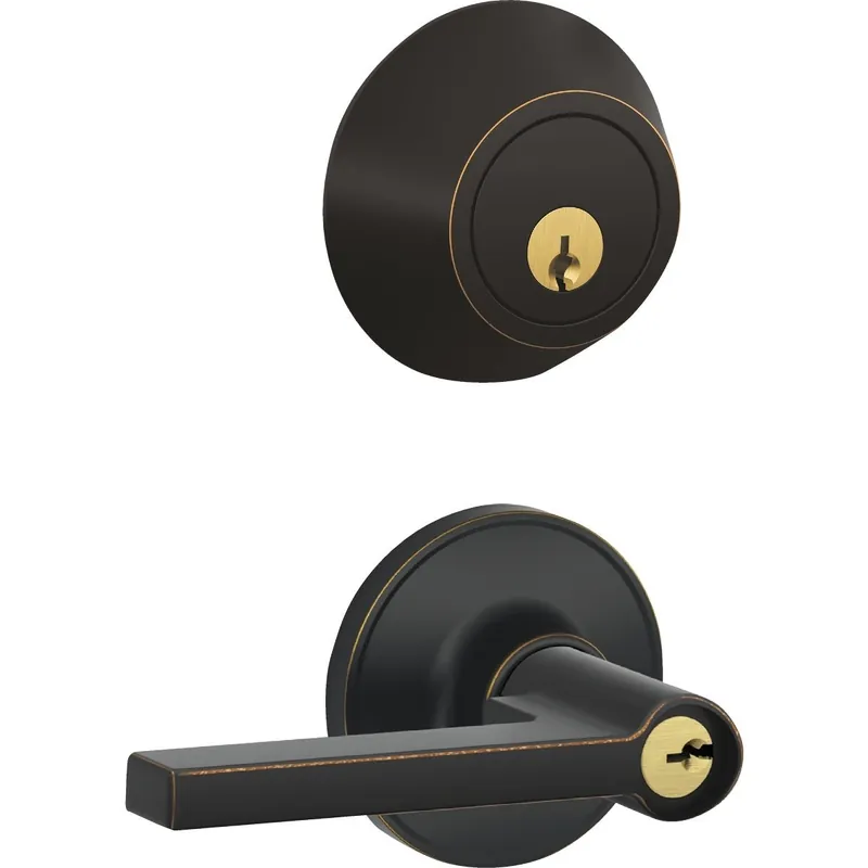 Dexter JC60VSOL716 Solstice Aged Bronze Single Cylinder Deadbolt & Door Lever Combo