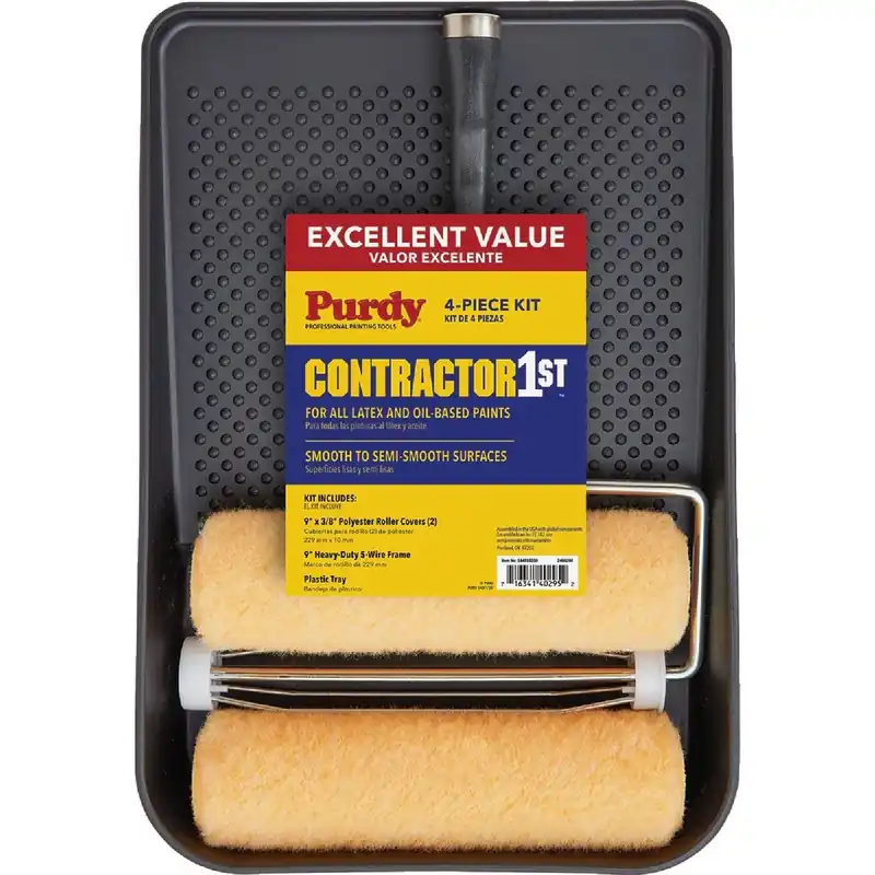 Purdy 144810200 Contractor 1st 9 In. 3/8 In. Knit Roller & Tray Set (4-Piece)