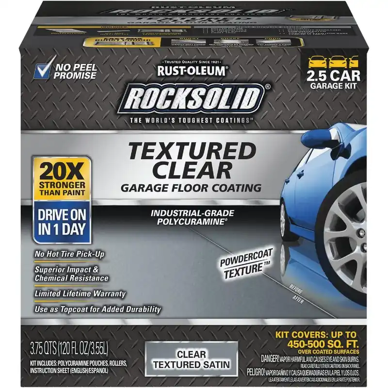 Rust-Oleum 317382 RockSolid Textured Topcoat Floor Coating Kit Clear 120 Oz.