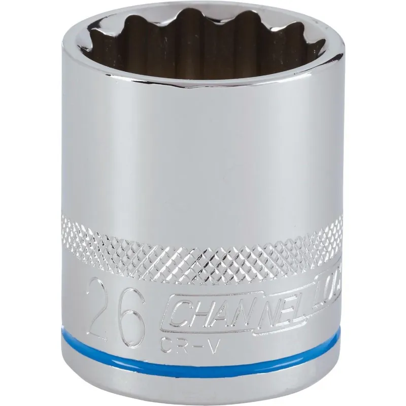 Channellock 351040 1/2 In. Drive 26 mm 12-Point Shallow Metric Socket