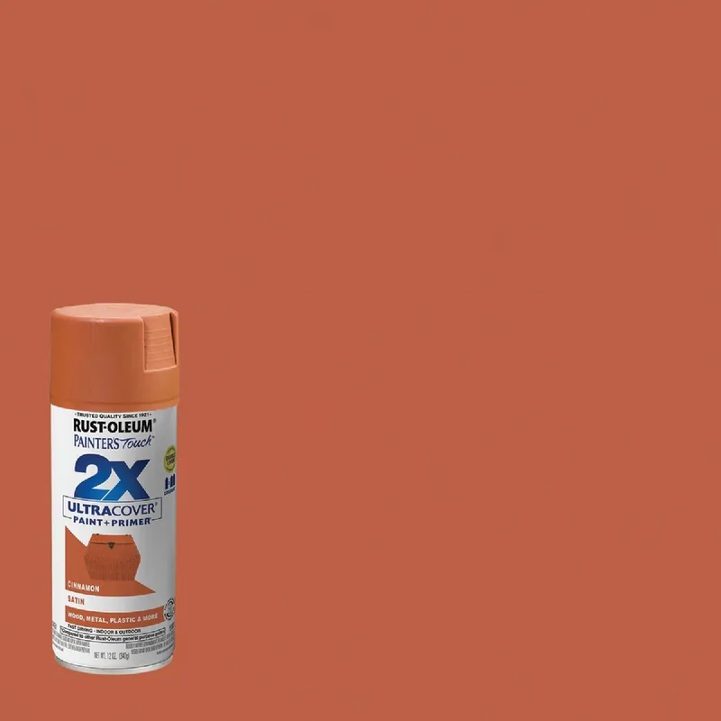 Rust-Oleum 334061 Painter's Touch 2X Ultra Cover 12 Oz. Satin Paint + Primer Spray Paint, Cinnamon