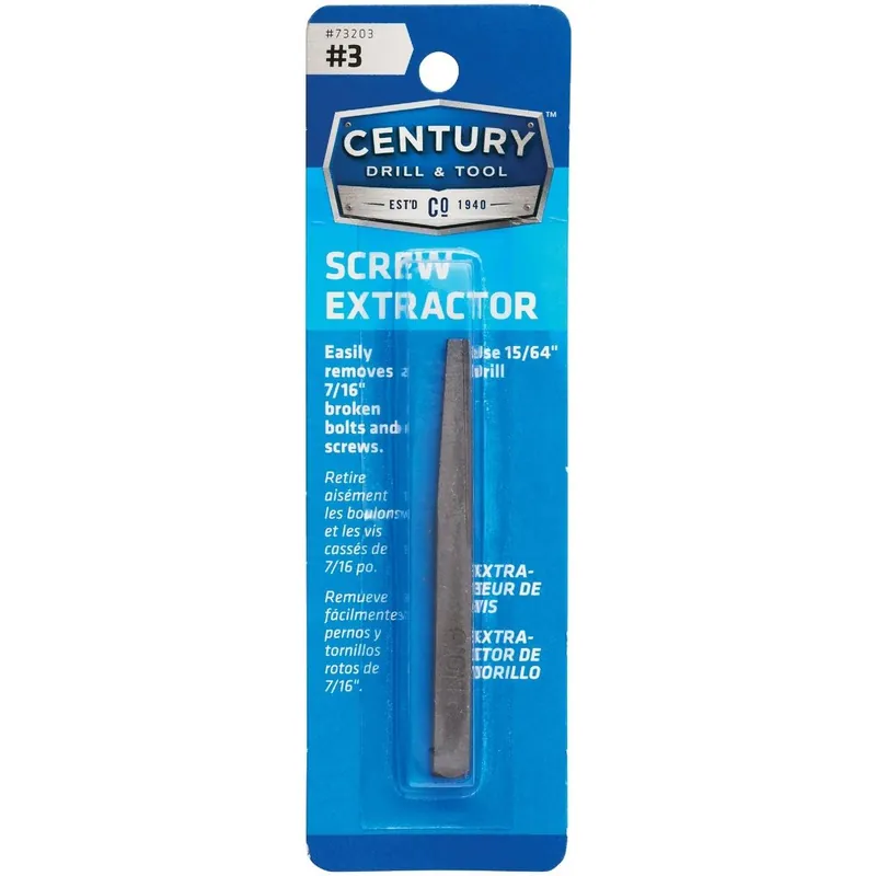 Century Drill Tool 73203 Straight Flute Screw Extractor