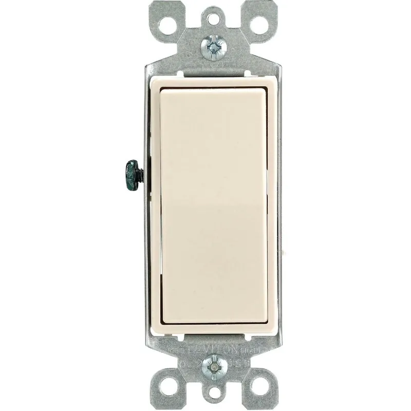 Leviton S16-05603-2TS Decora Rocker Light Almond 15A Grounded 3-Way Switch